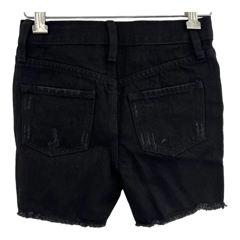 Old Navy Slouchy Straight High Rise Black Denim Shorts 6‎ New